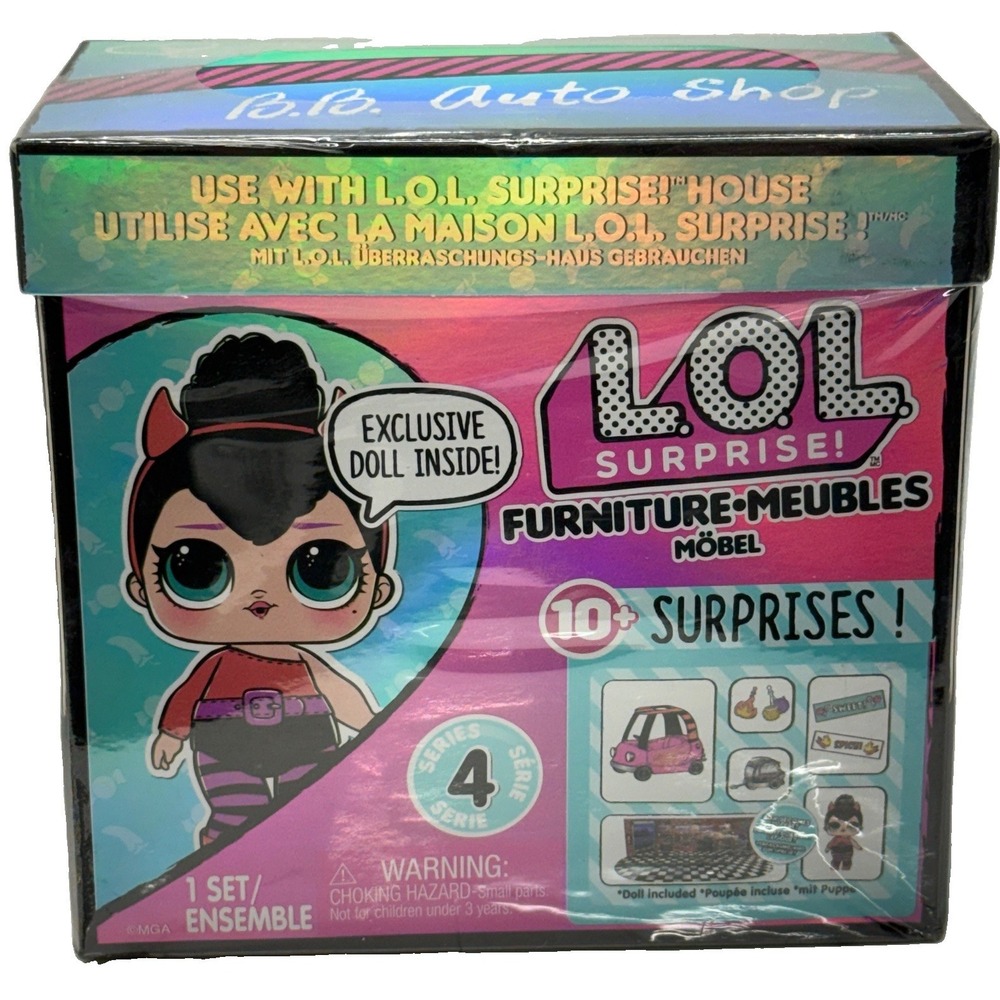 LOL Surprise Furniture Series 4 B.B. Auto Shop w/ Spice Doll 10+ Surprises